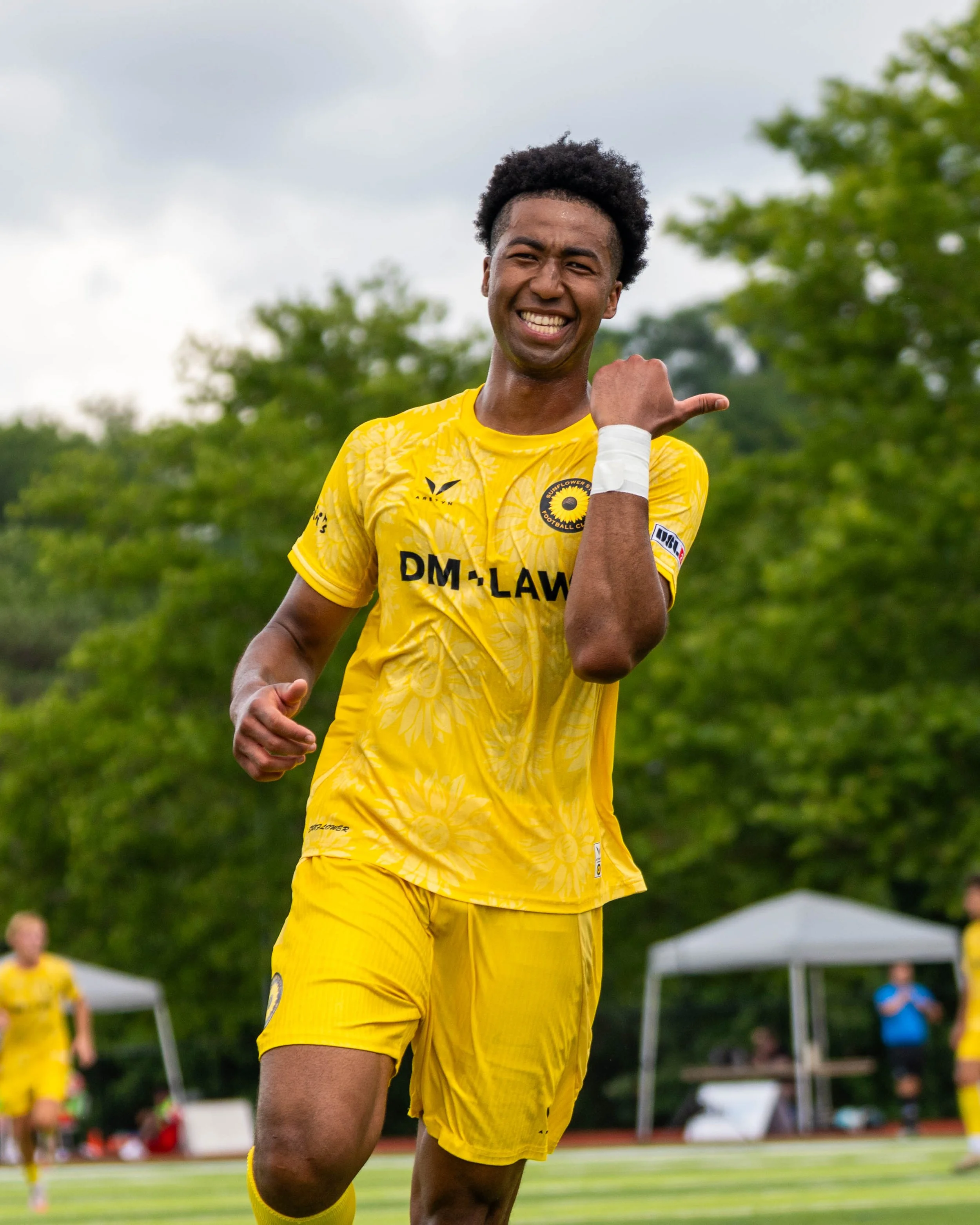 Sunflower State FC's Immanuel Wayoro (#7) celebrates after scoring the game winning goal at home against Springfield FC on June 6th, 2026 - Photo by: Austin Farrow