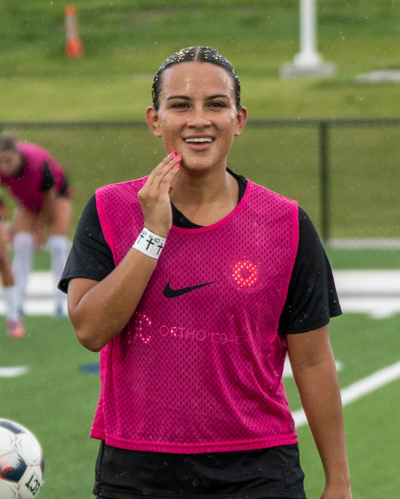 Sunflower State FC's Ximena Arnau smiles at camera during warmups at home vs Wichita FC on June 7th, 2026 - Photo by Austin Farrow