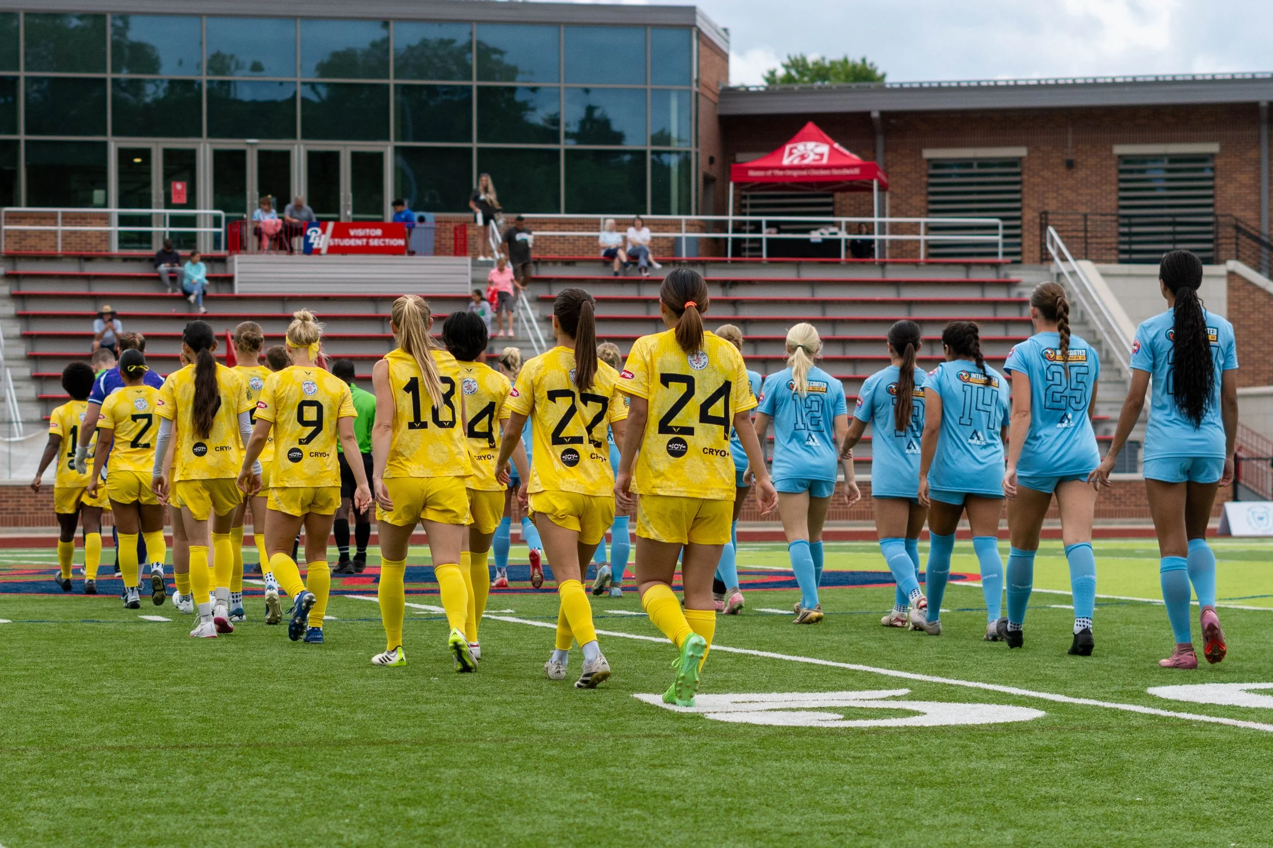 Sunflower State FC starters and Oklahoma City FC starters walking out onto the field on June 6th, 2026 - Photo by: Austin Farrow