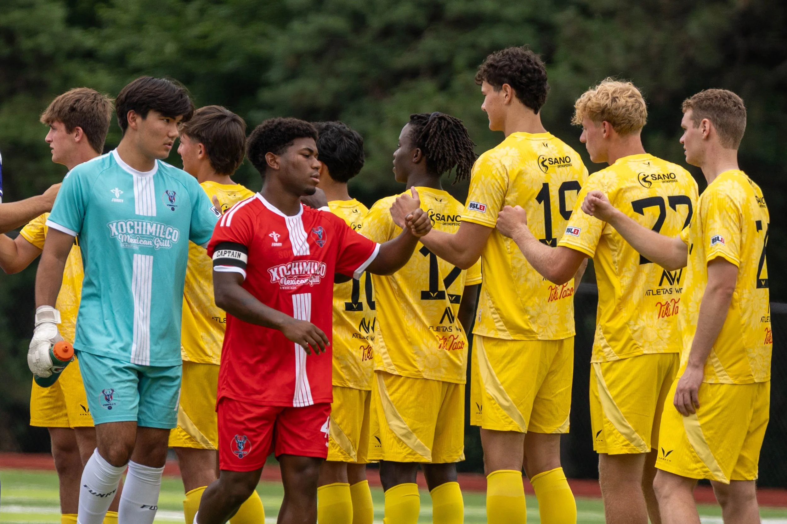 Springfield FC starters walk across to shake the opponet's hands prior to kickoff on June 6th, 2026 - Photo by: Austin Farrow