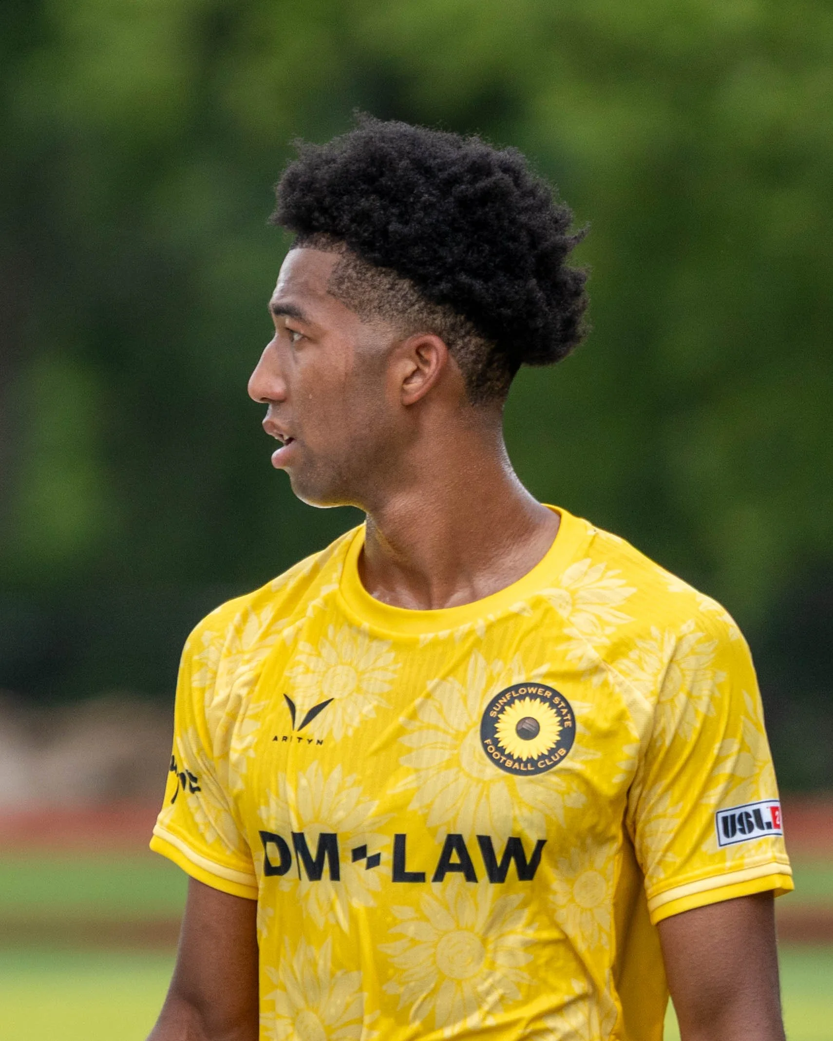 Closeup shot of Sunflower State FC's Immanuel Wayoro (#7) at home against Springfield FC on June 6th, 2026 - Photo by: Austin Farrow