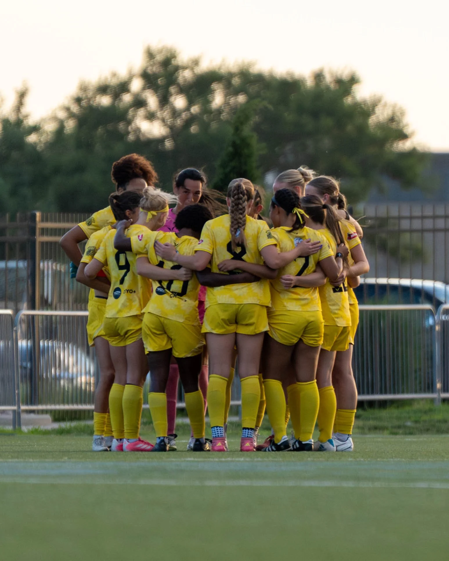 Sunflower State FC in a team huddle after halftime on the road against FC Wichita on June 10th, 2026 - Photo by: Austin Farrow