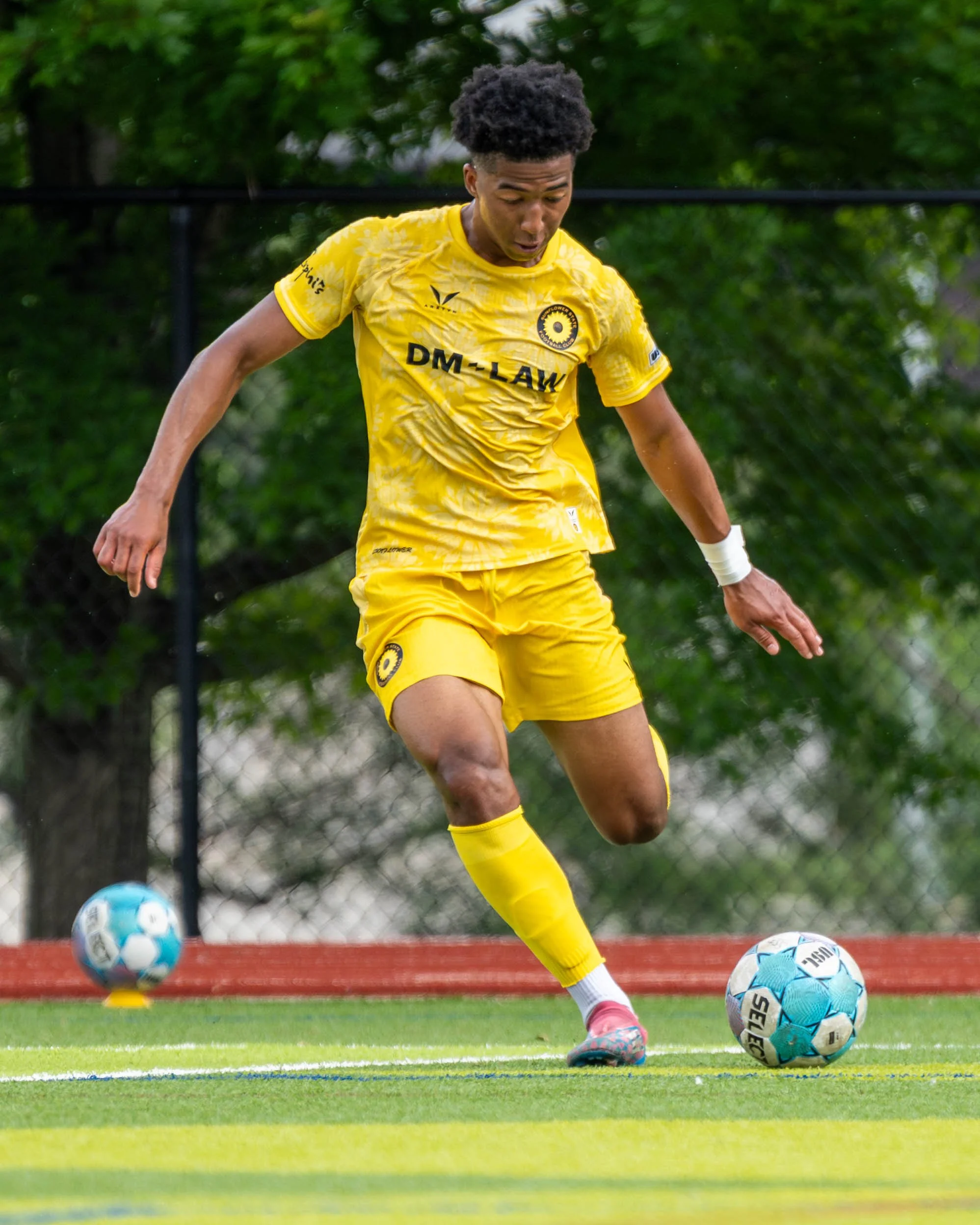 Sunflower State FC's Immanuel Wayoro (#7) sending in a cross at home against Springfield FC on June 6th, 2026 - Photo by: Austin Farrow