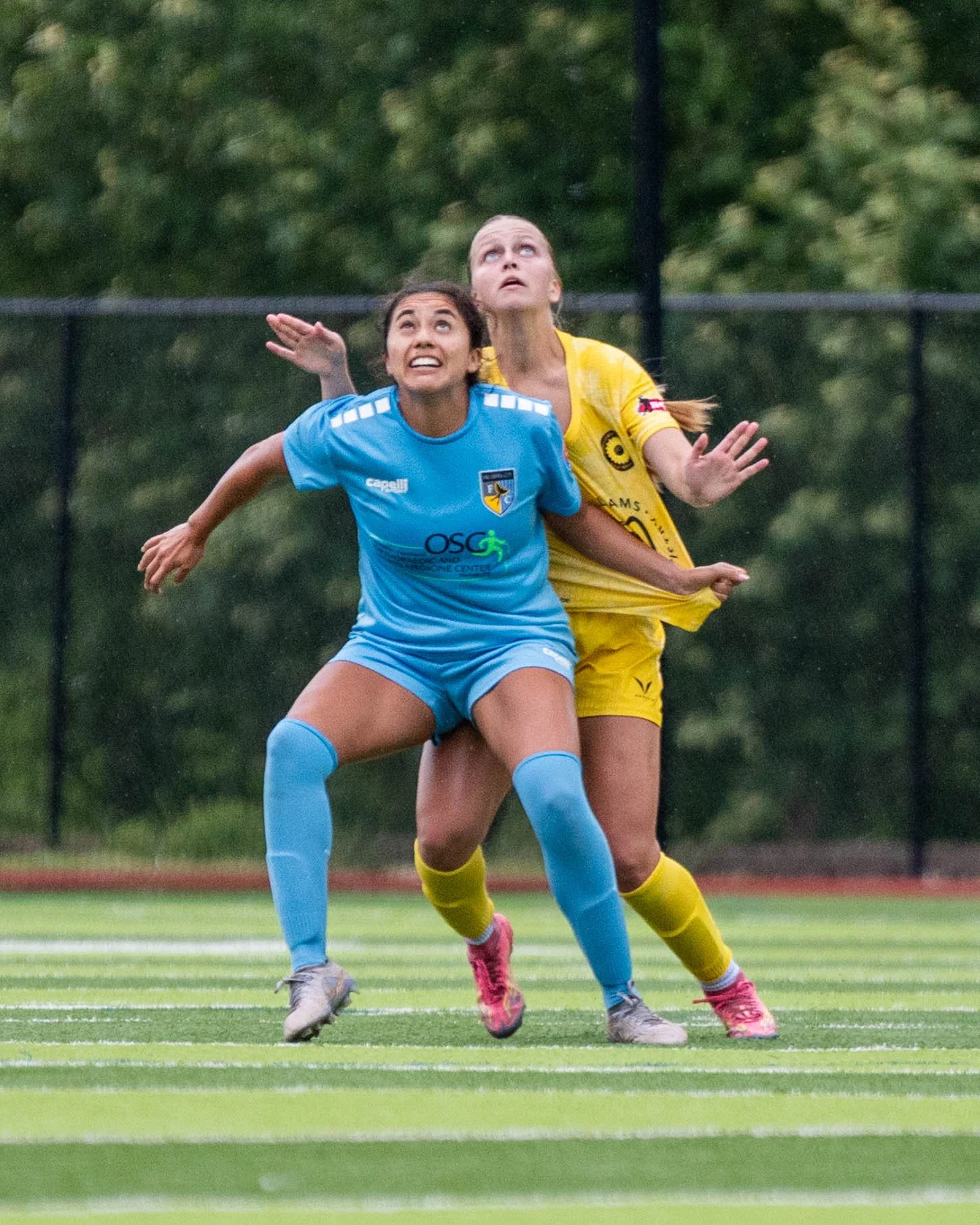 Sunflower State FC's Juliana Wardlaw (#8) and a Oklahoma City FC player contend for a ball while being physical on June 6th, 2026 - Photo by: Austin Farrow