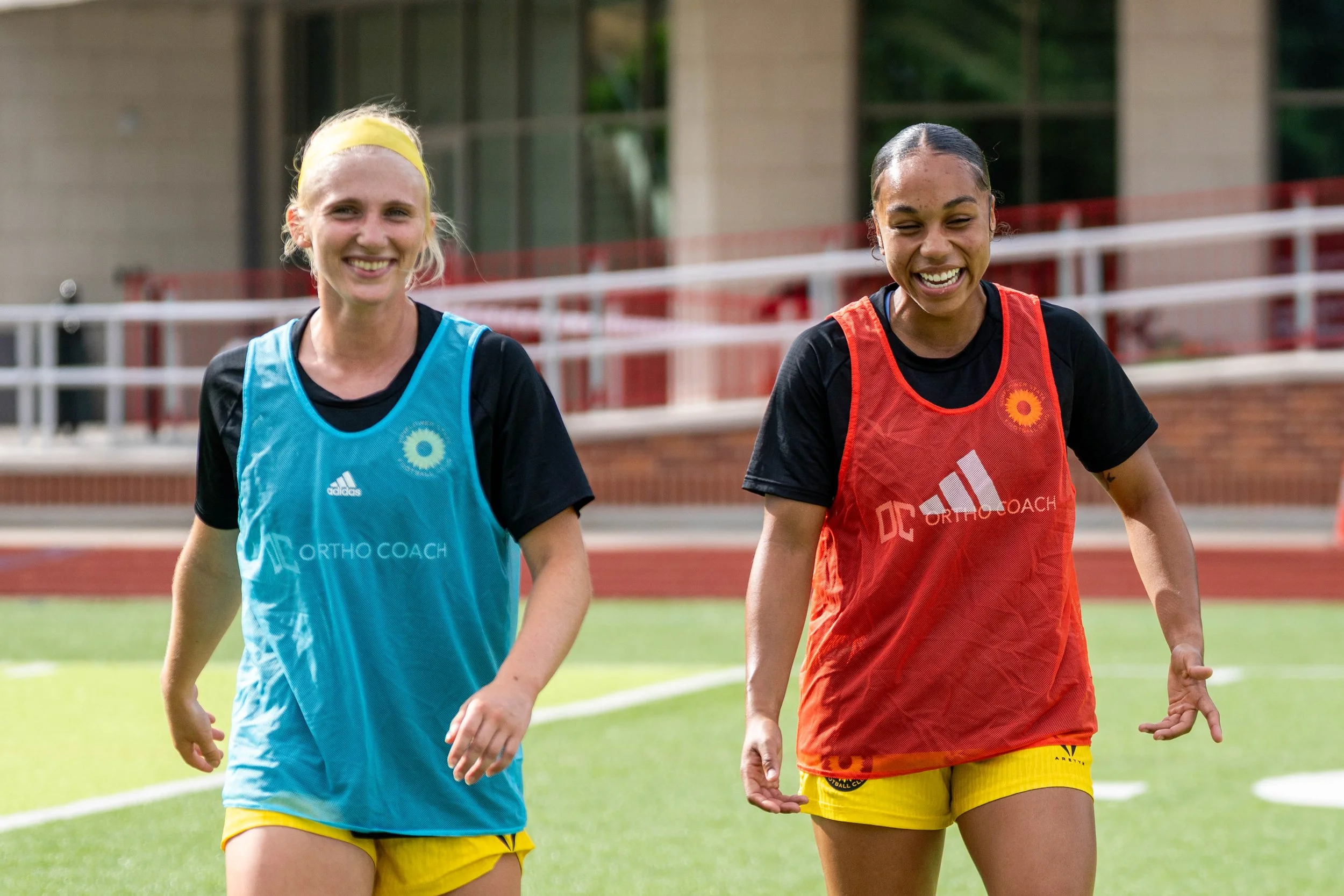 Sunflower State FC players smiling during warmups at home vs Oklahoma City FC on June 6th, 2026 - Photo by: Austin Farrow