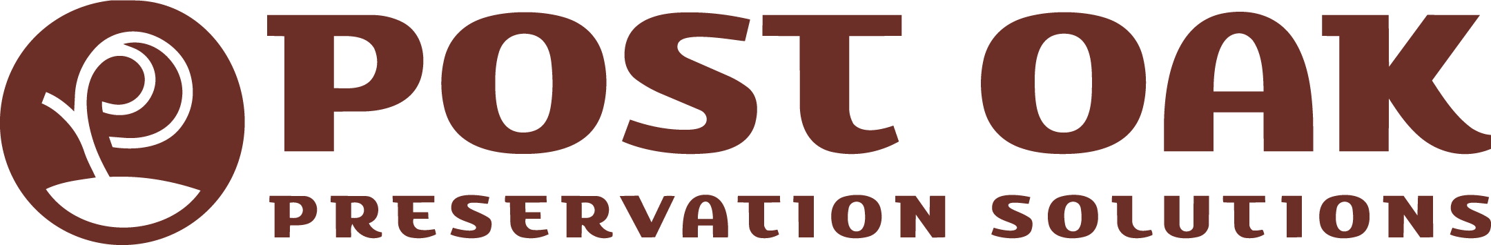 Logo for Post Oak Preservation Solutions with a tree inside a circle.