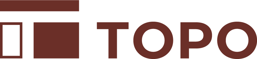 The image features the TOPO logo, consisting of a small rectangle, a larger square, and the word 'TOPO' in bold letters.