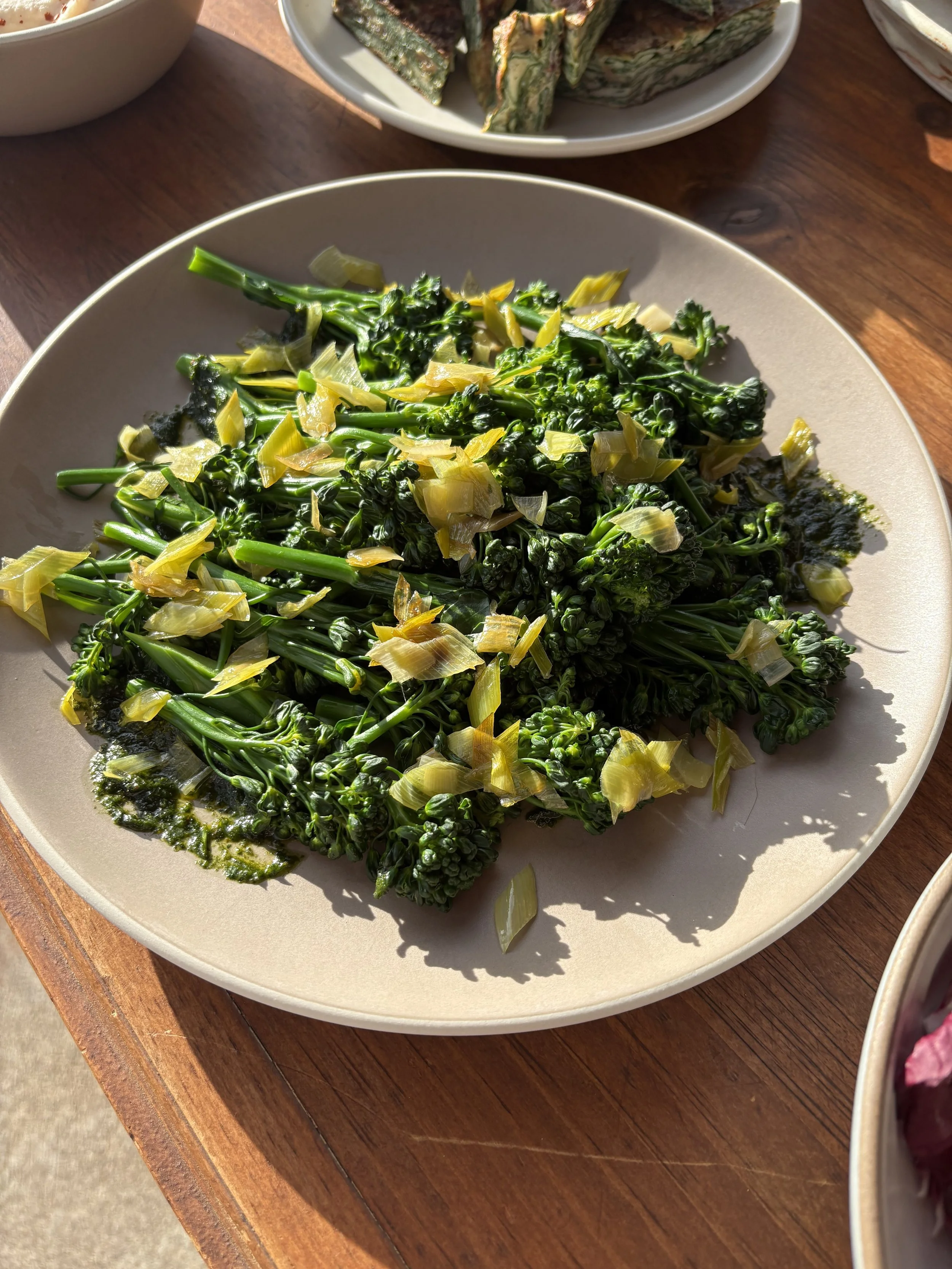 broccolini and leeks