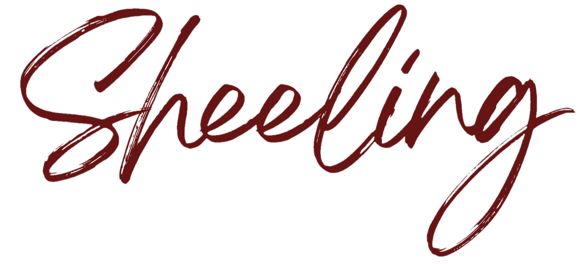 Sheeling Arts calligraphy logo in handwritten brown cursive script
