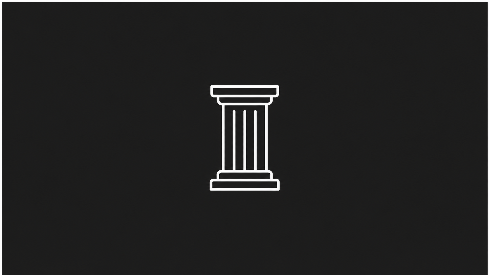 A neon outline of a classical Ionic column on a dark background.