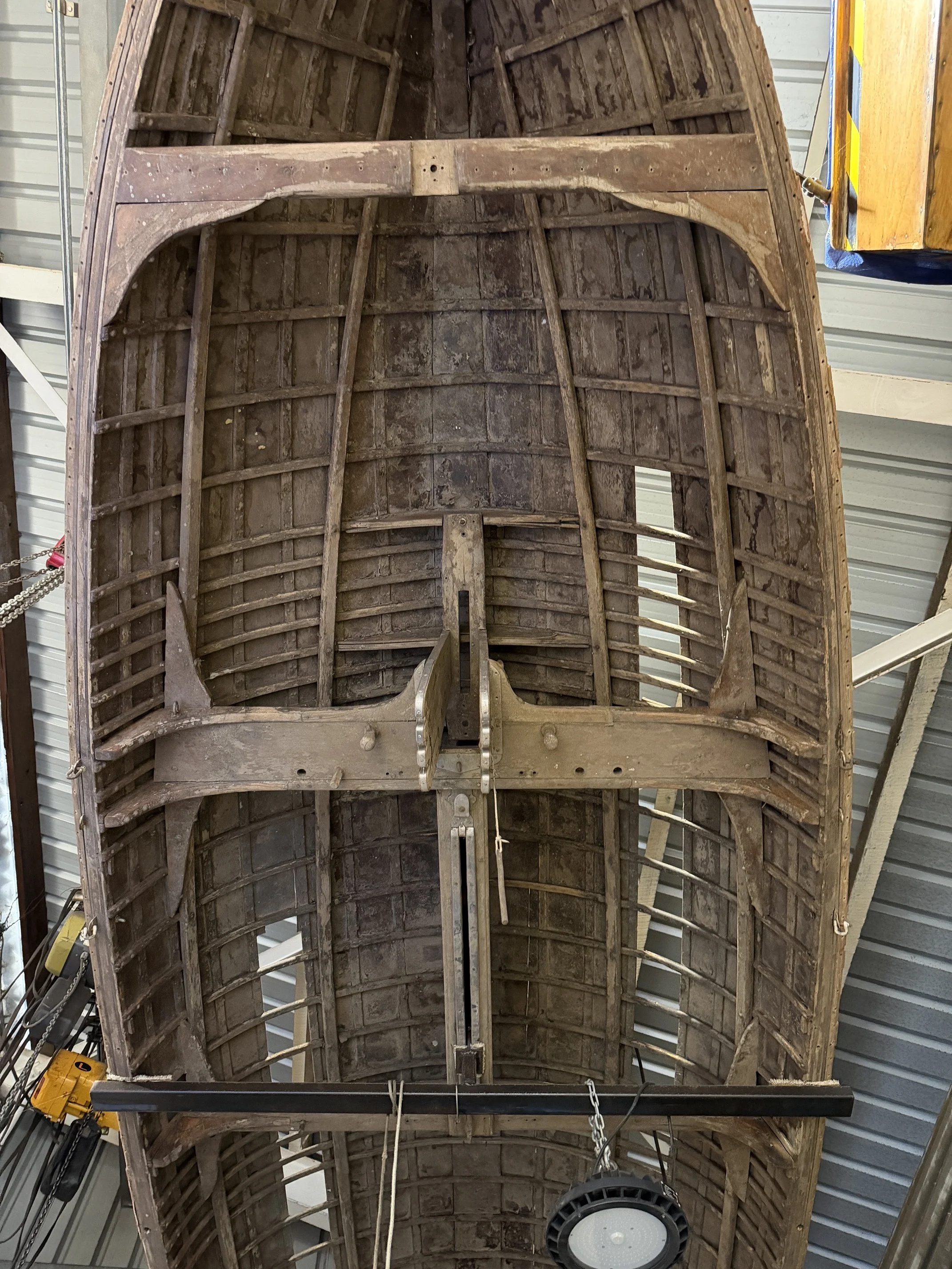 16ft wooden skiff from 1930's in the collection of Swan River Sailing Dinghy Heritage Association