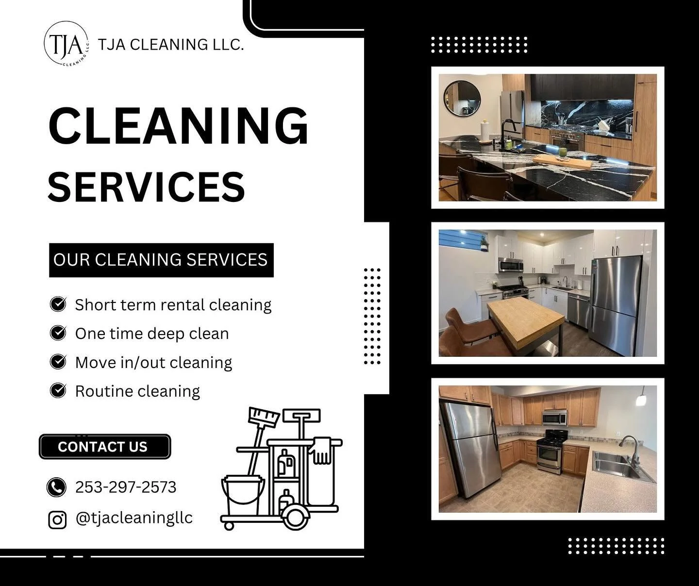A clean space isn&rsquo;t just about looks - it&rsquo;s about comfort, productivity, and peace of mind. At TJA Cleaning LLC, we provide top quality cleaning for homes and offices, customized to fit your needs. Contact us to schedule an appointment to
