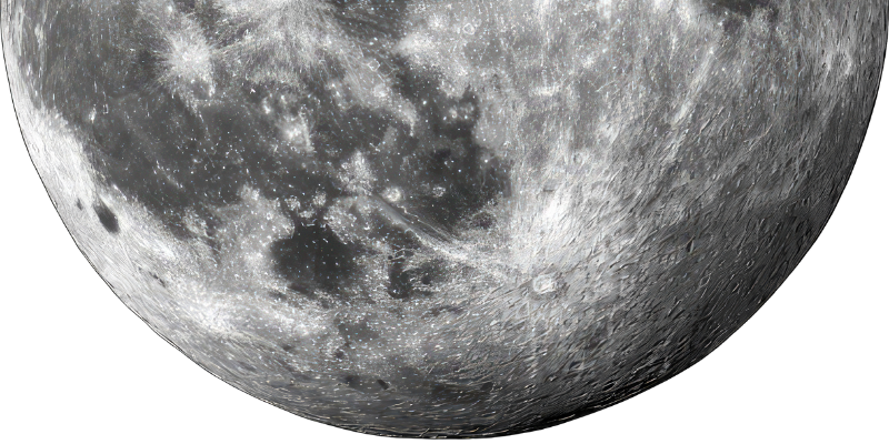 Close-up view of the Moon's surface showing craters and rocky terrain.