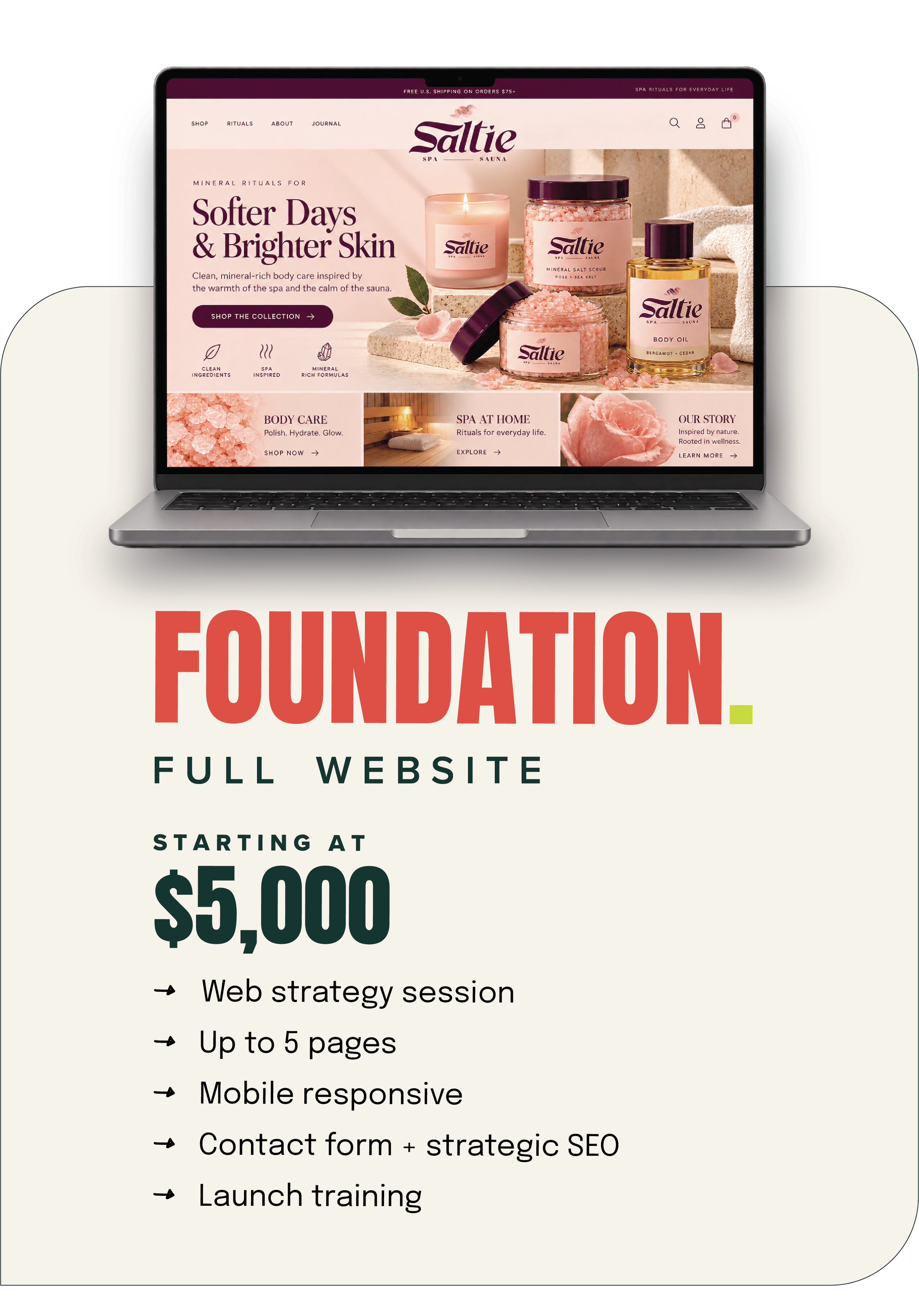 Website foundation package $5000 up to 5 pages