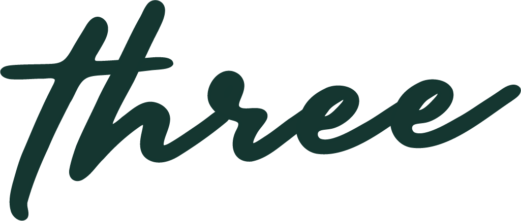 dark green script font three