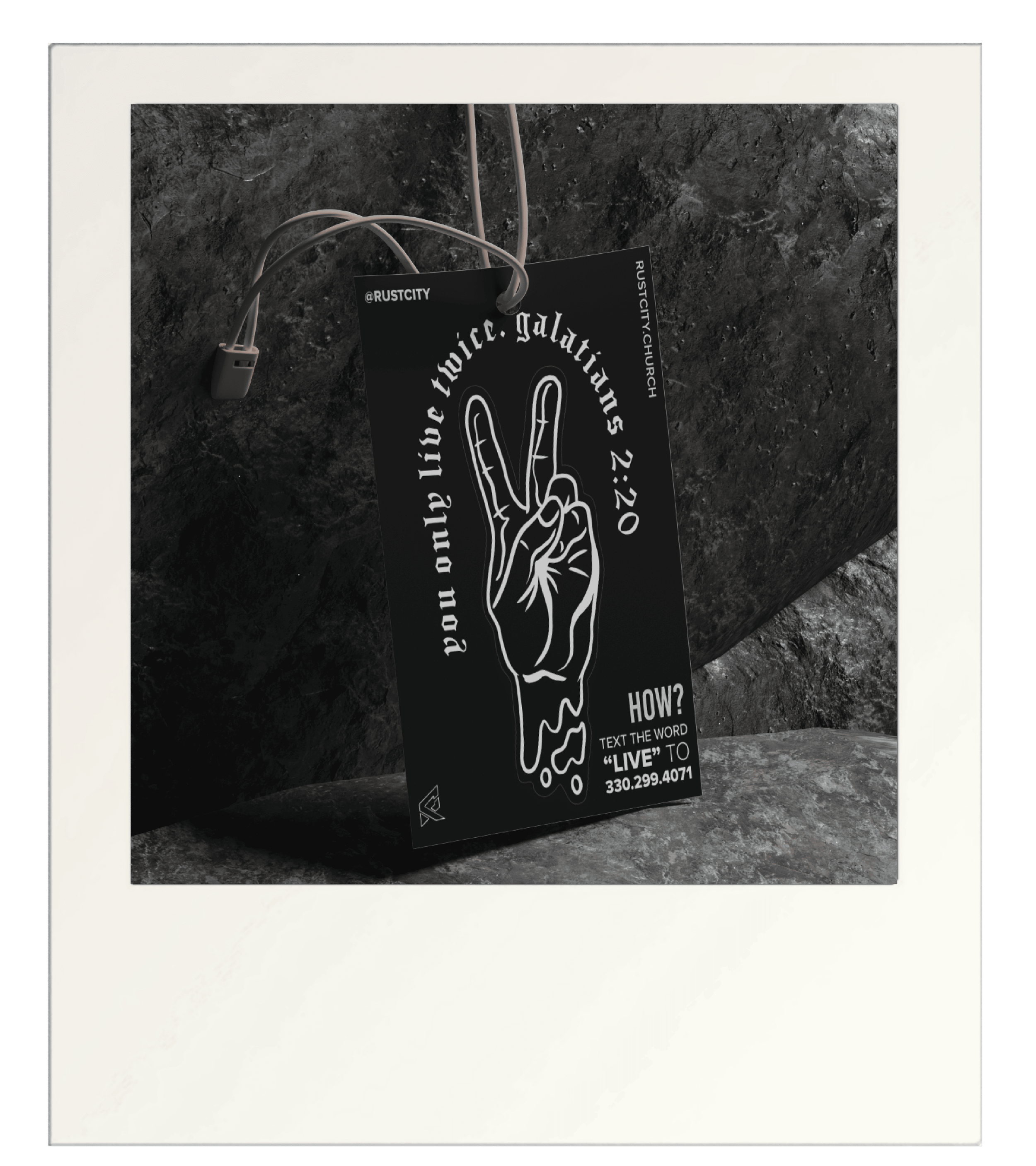 custom merch tags pull off sticker of fingers peace sign
