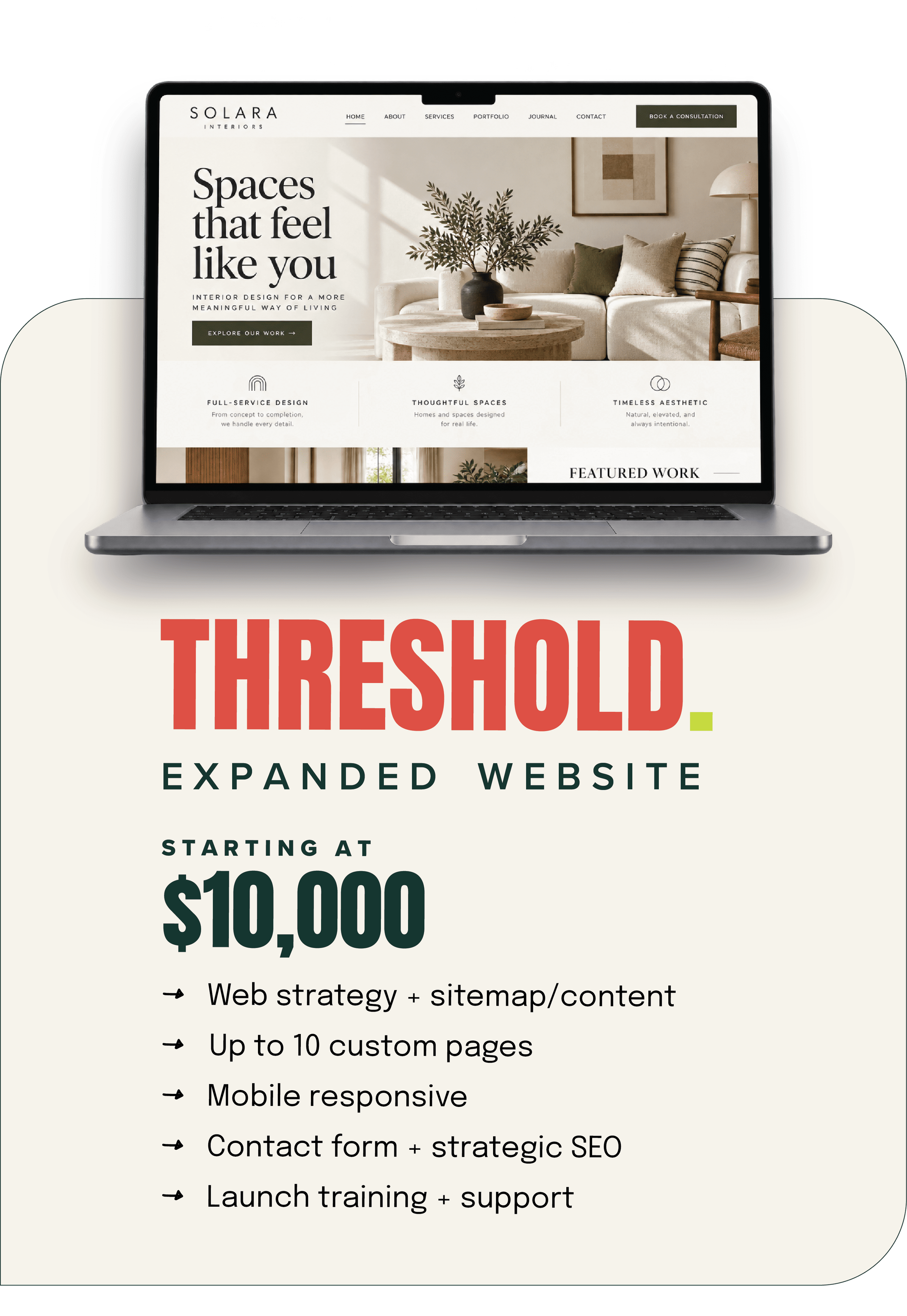 Website threshold package $10,000 up to 10 custom pages