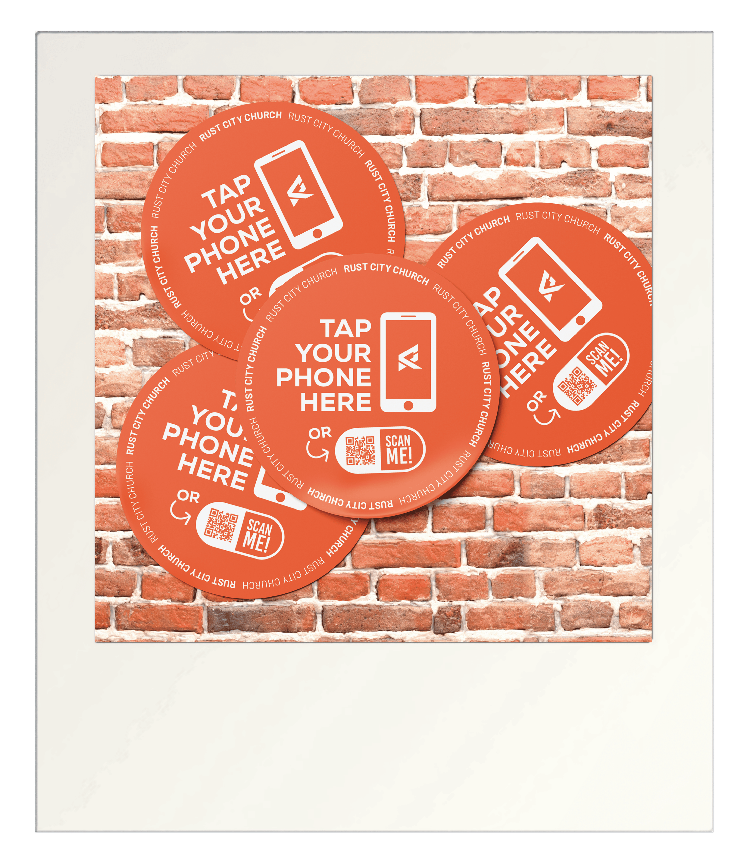 church tap circle designs says tap phone here