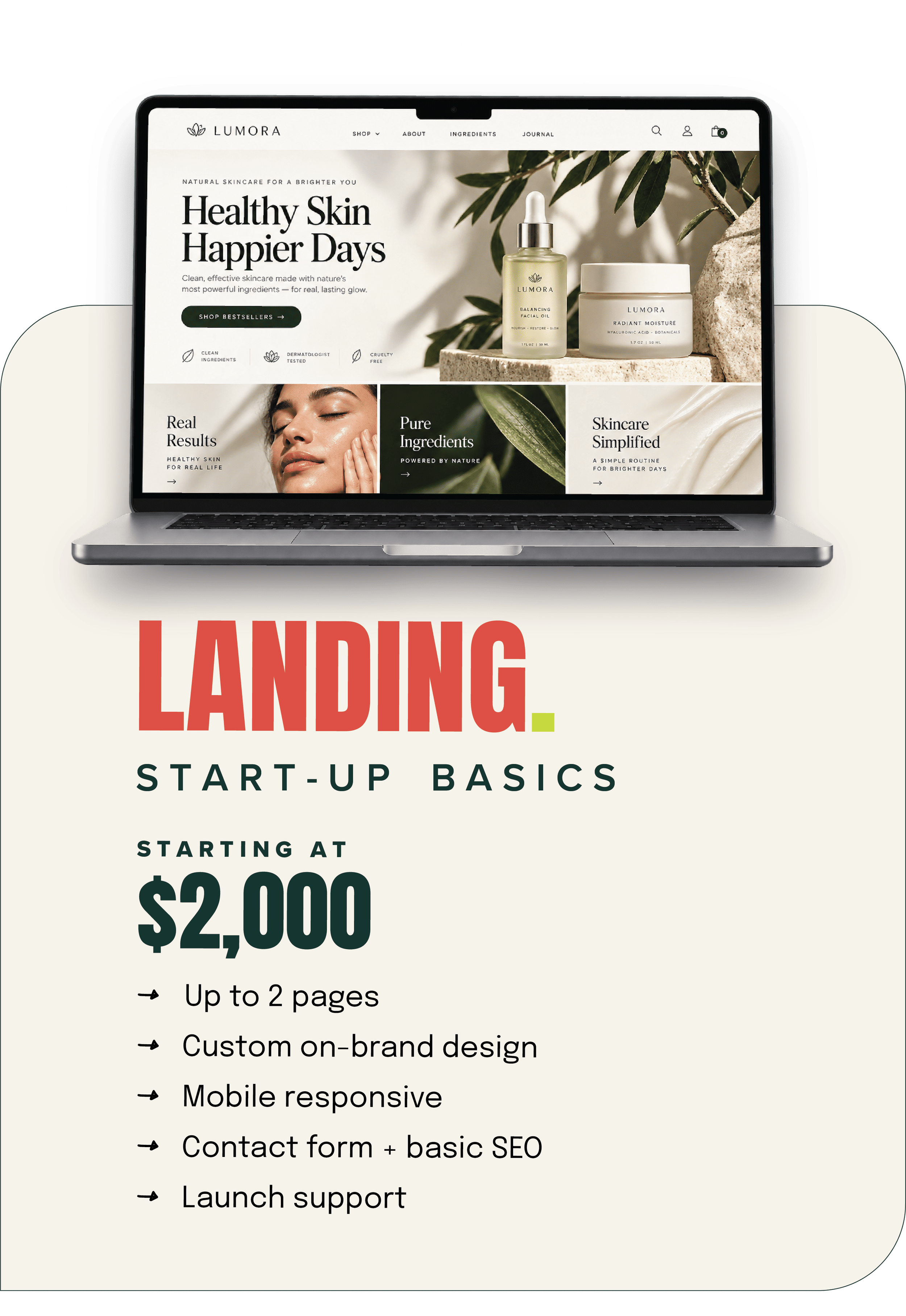 Website package, $2000 up to 2 full pages