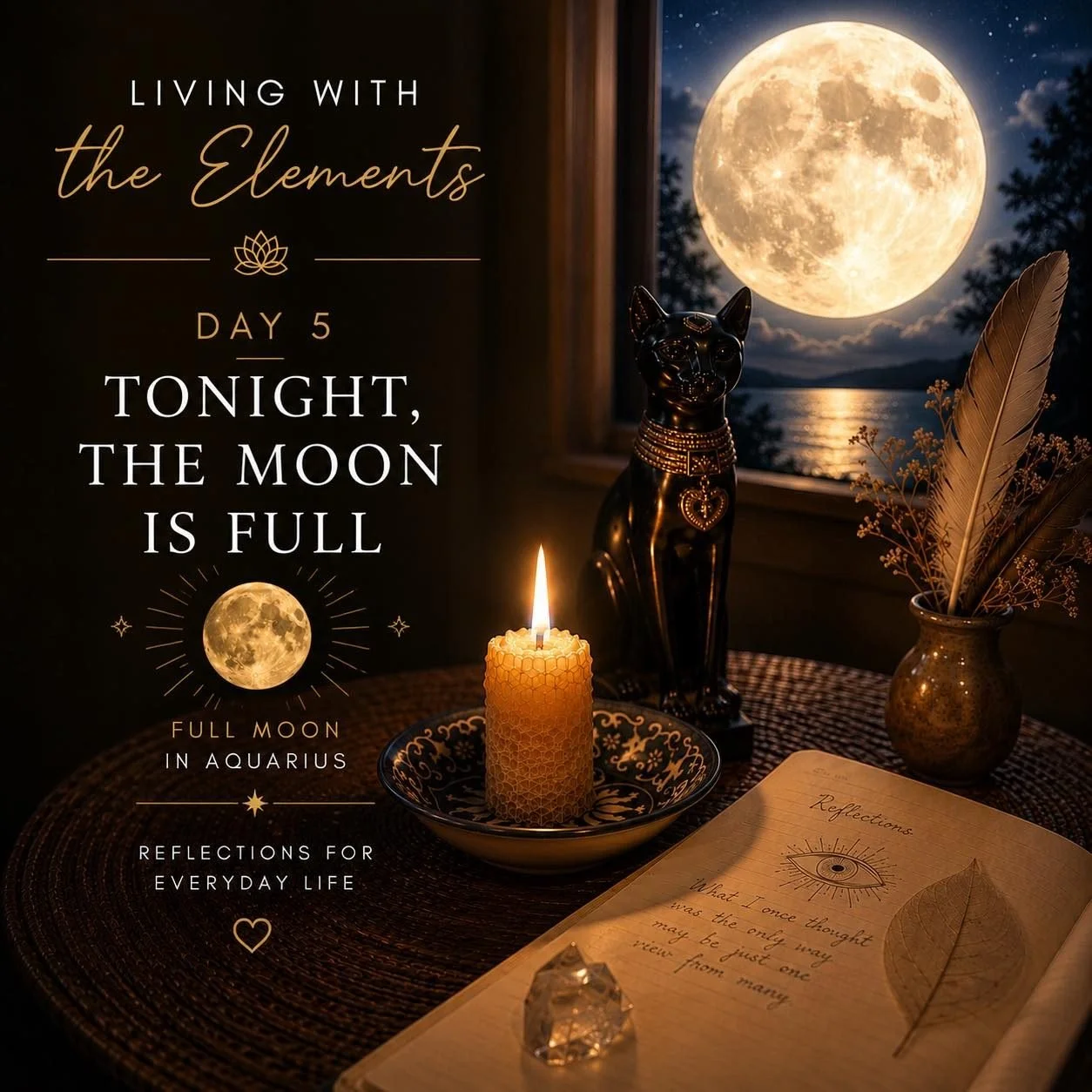 🌕 Living with the Elements
Day 5 Tonight, the Moon is Full 🌕

Have you noticed something stirring this week?

A conversation you can&rsquo;t stop thinking about.

A decision you&rsquo;ve been avoiding.

An idea that keeps returning.

Or perhaps a f