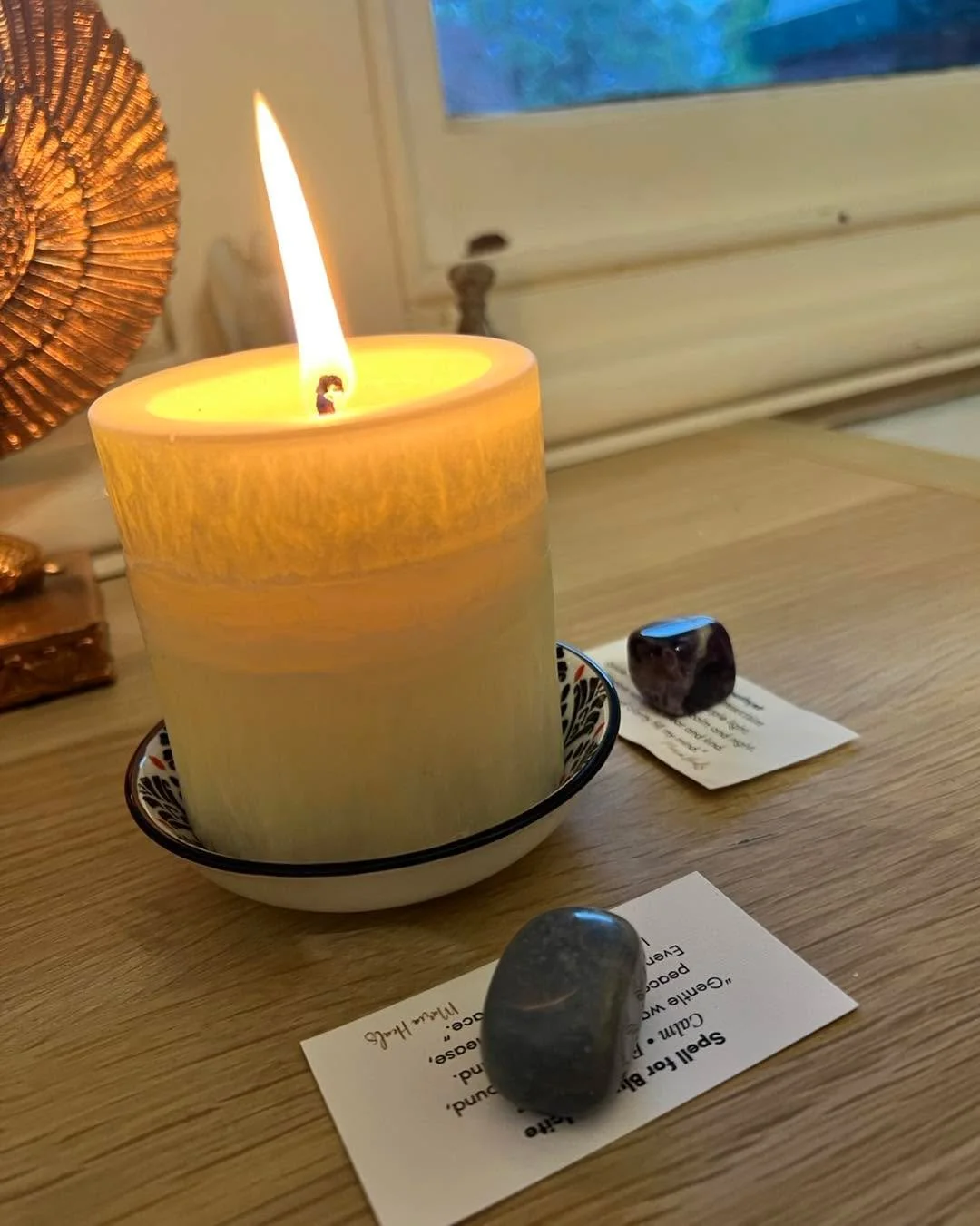 Yesterday I started revisiting last year&rsquo;s Crystal Advent Calendar. 💜

I was in my office preparing for a call, lit my candle and asked a simple question&hellip;

What do I need to know?

Amethyst was revealed. I placed it in the East of my gr