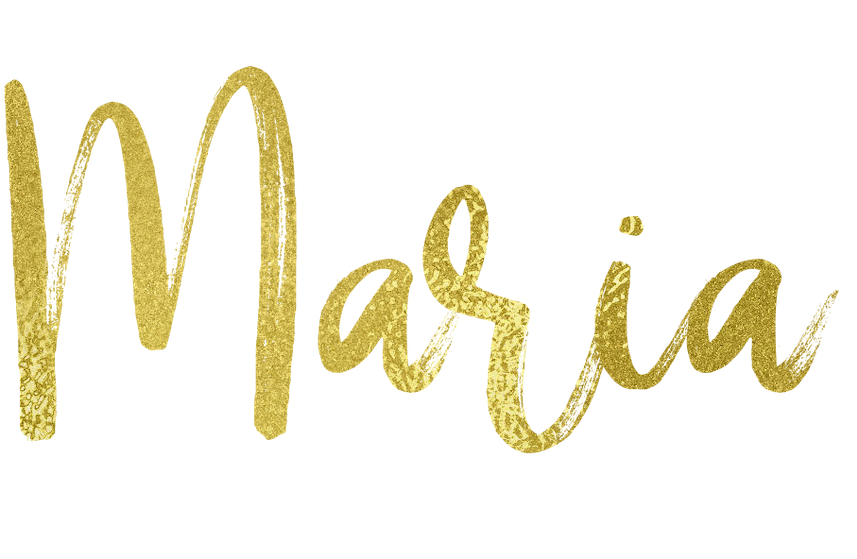 Gold glittery cursive text that reads "Maria".