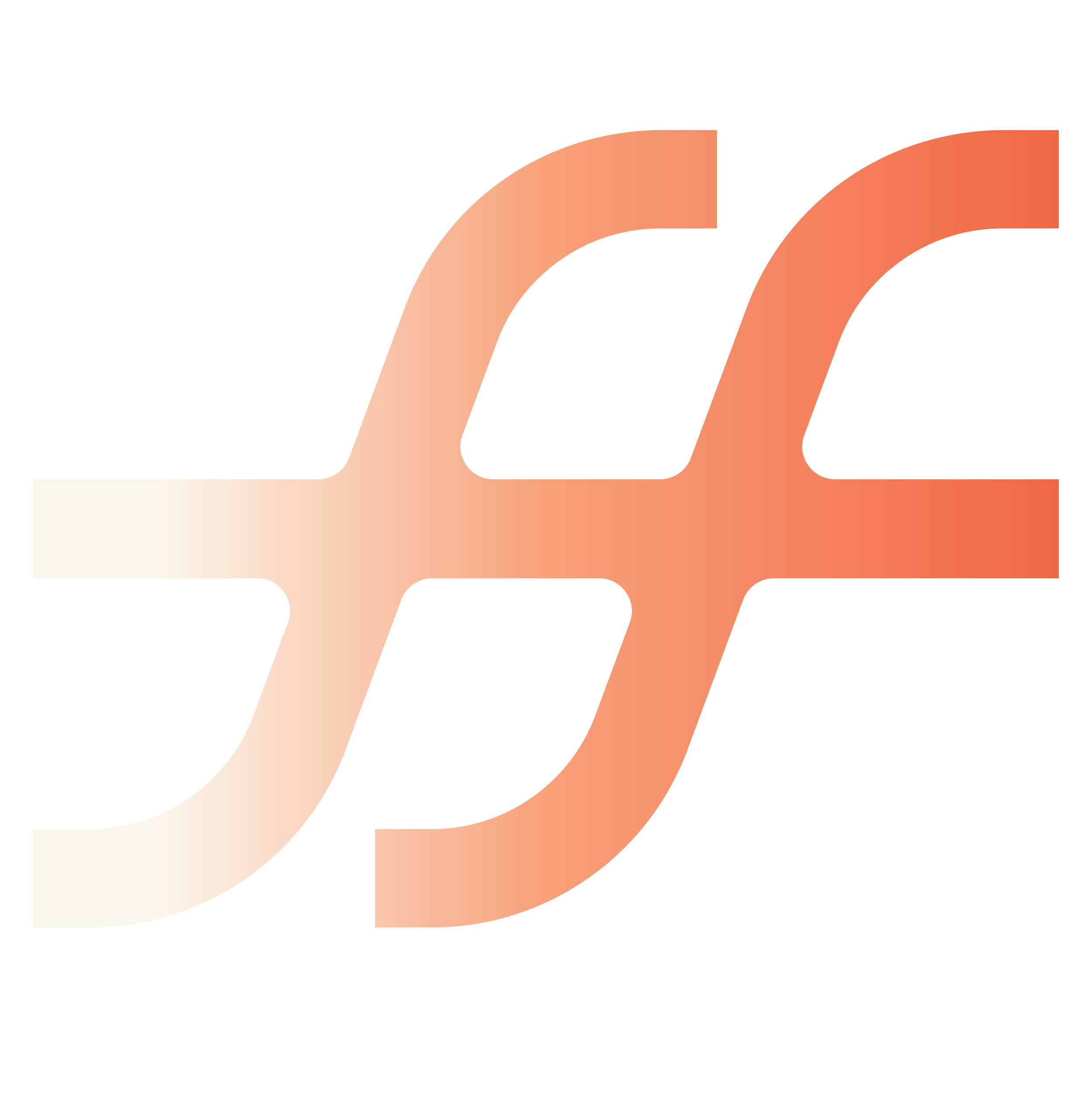 Das Logosymbol des Unternehmens Self Force, bestehend aus den beiden ff's des Logoschriftzugs, das sich als eine fließende, geschwungene Form in Farbverläufen von Cremeweiß zu Orange und Rot zeigt