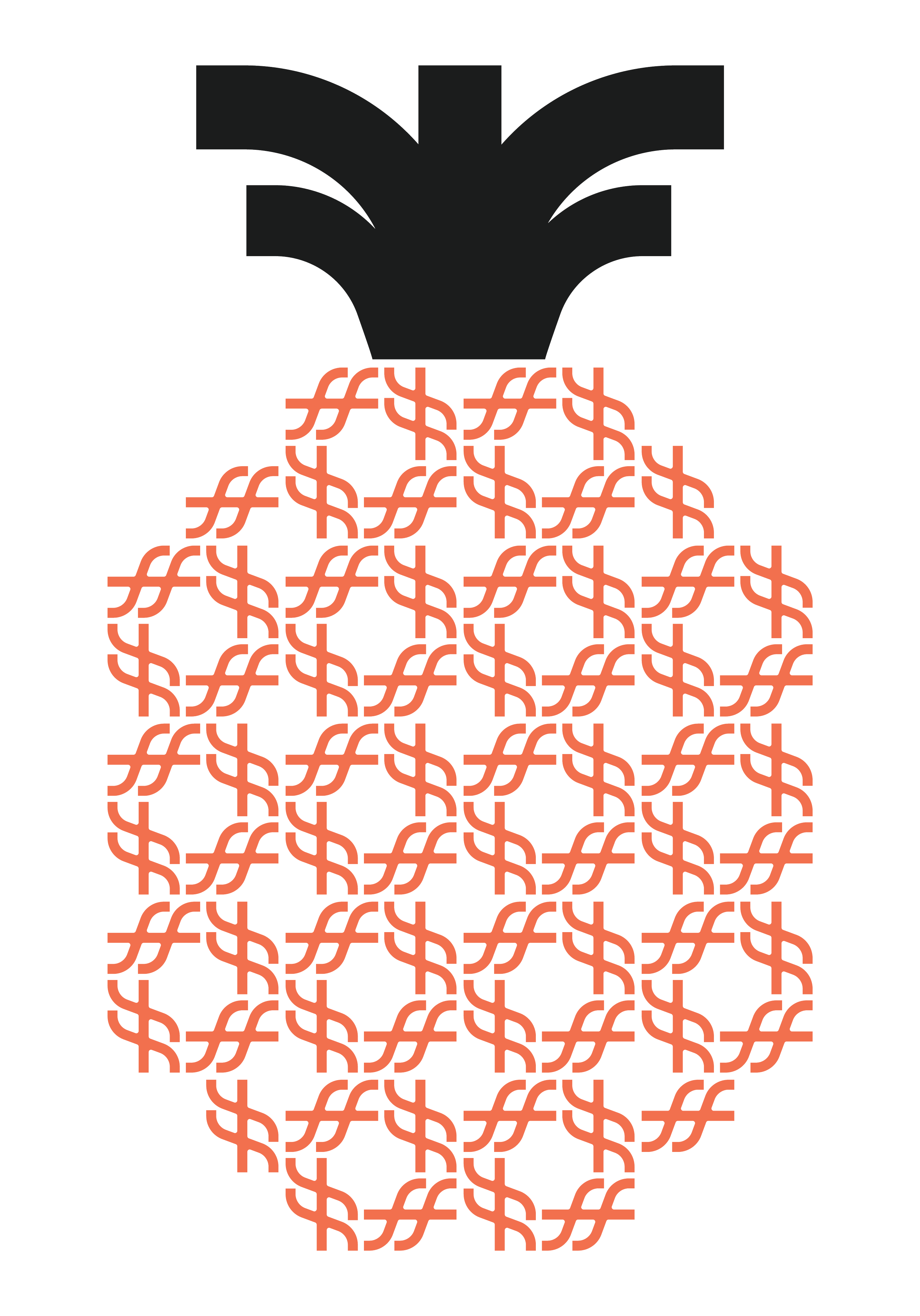 Grafik einer Ananas, bei dem die Form durch das Self Force Logosymbol dargestellt ist.