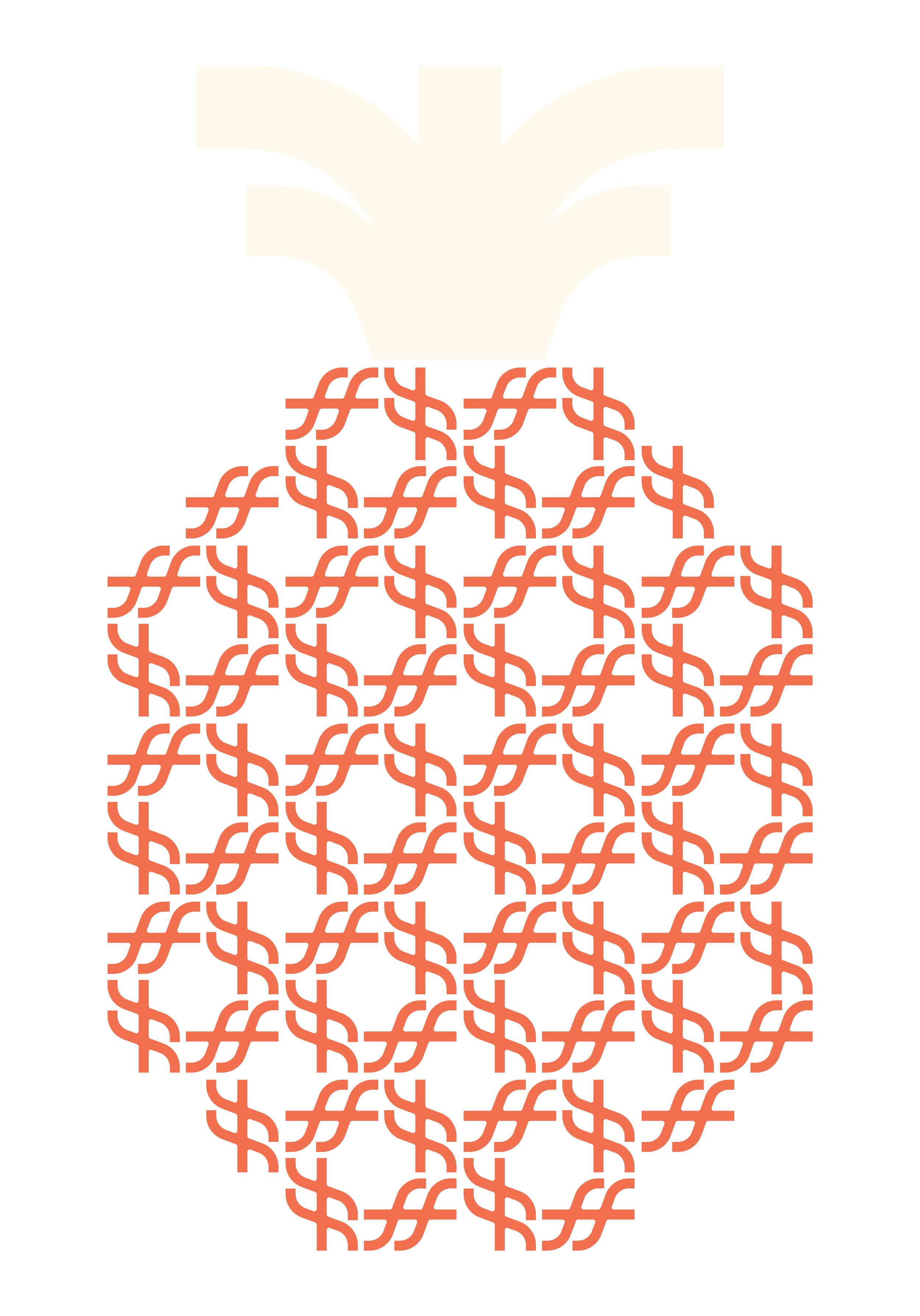 Grafik einer Ananas, bei dem die Form durch das Self Force Logosymbol dargestellt ist.