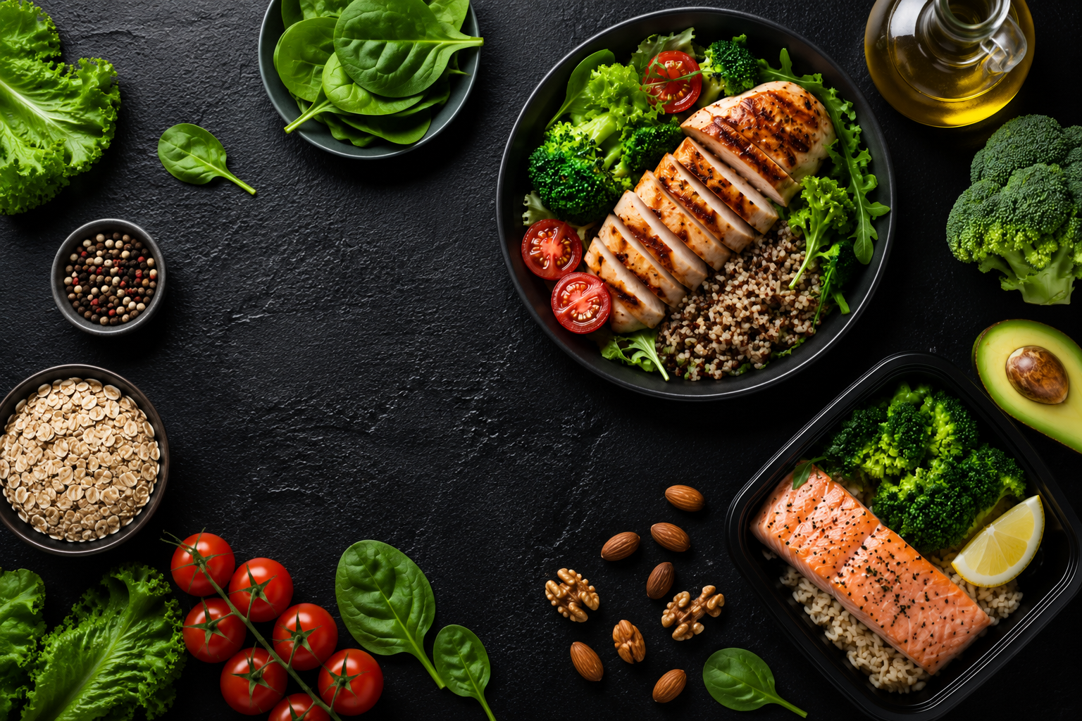 Healthy meals with lean protein, vegetables and nourishing ingredients to support nutrition, energy and sustainable results.