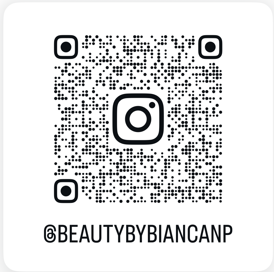 Instagram QR code with the username '@BEAUTYBYBIANCANP' beneath it.