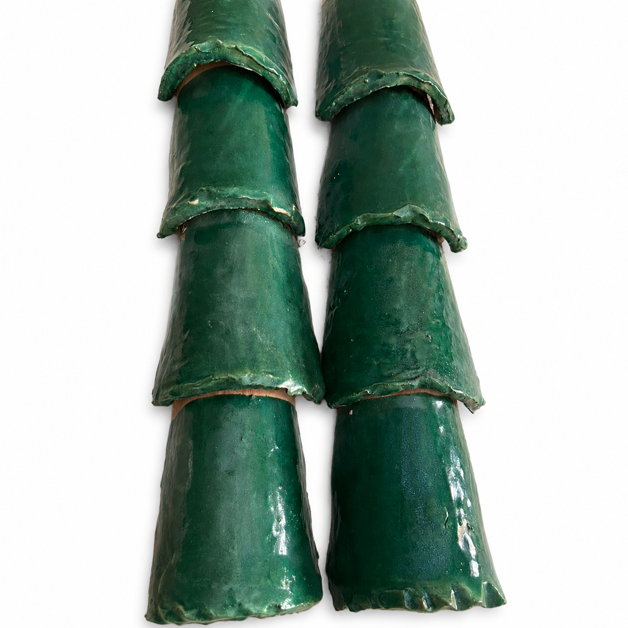 Emerald green glazed Kermoud tiles, handmade in Fez