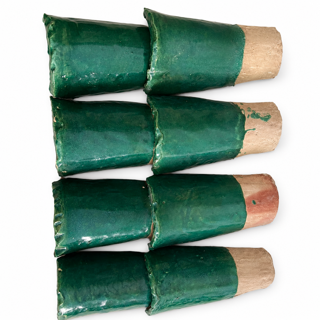 Emerald green glazed Kermoud tiles, handcrafted in Fez, Morocco