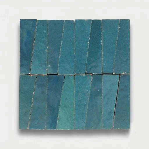 Handmade blue Trapez tiles, authentic Fez craftsmanship