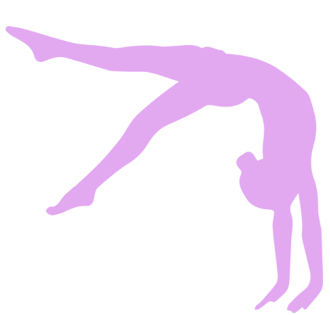 Silhouette of a gymnast in a handstand pose, facing downward, in lavender color.