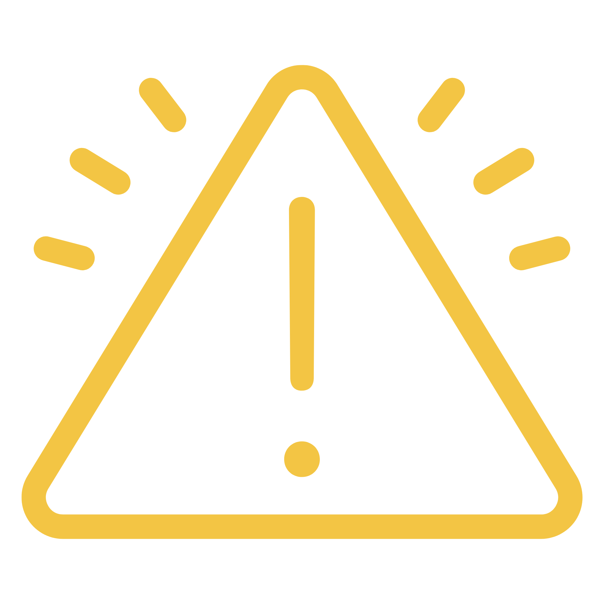 A stylized icon of a mountain with lines radiating outward to represent light or energy, in yellow and black colors.
