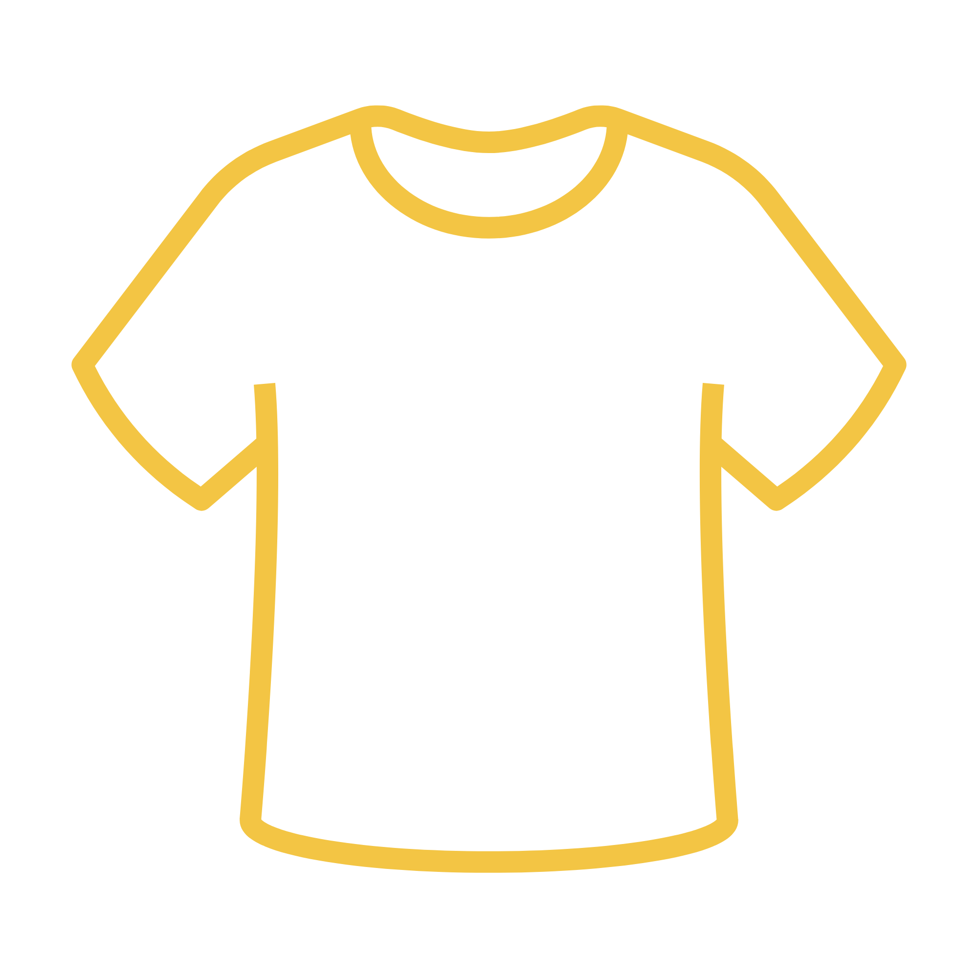 Outline of a yellow cropped t-shirt on a black background.