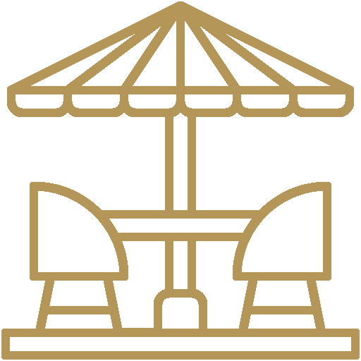 Illustration of a vintage carousel with two seats, a canopy, and decorative details.