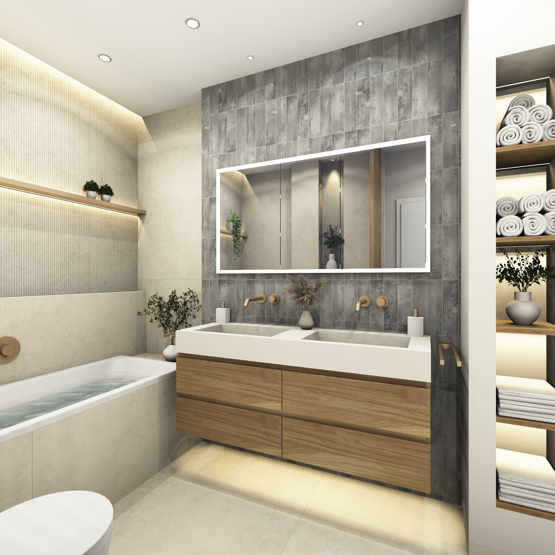 Bad mit Dusche und Wanne