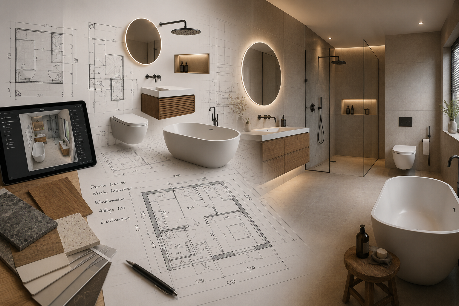 Kollage Badplanung und Rendering von Stil11