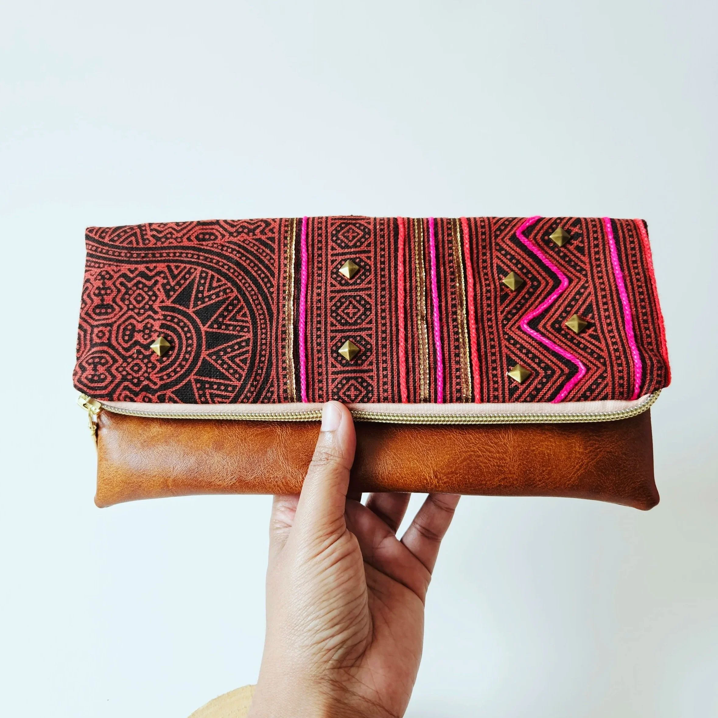 Red Fold-Over Clutch
