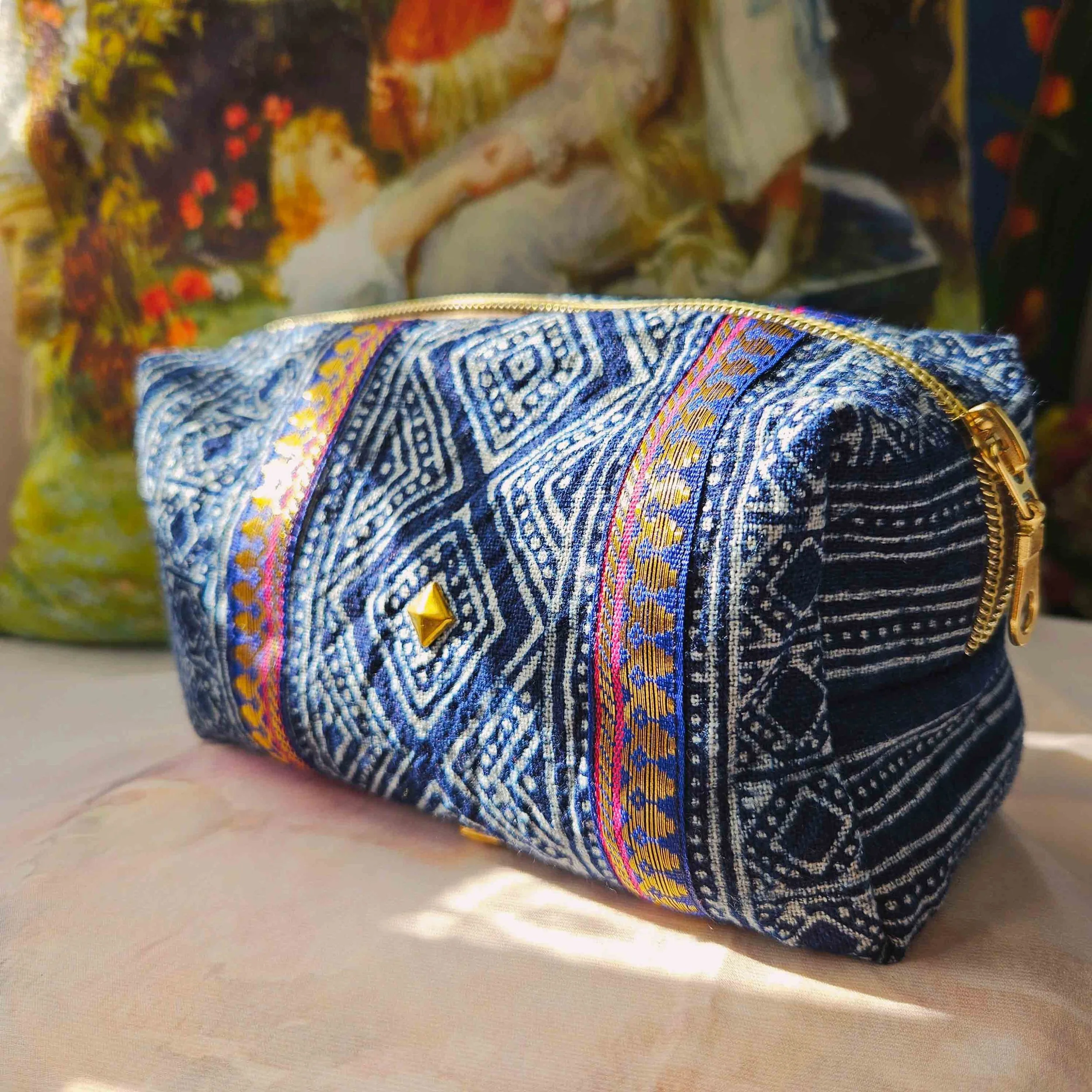 Ethnic Blue Cosmetic bag