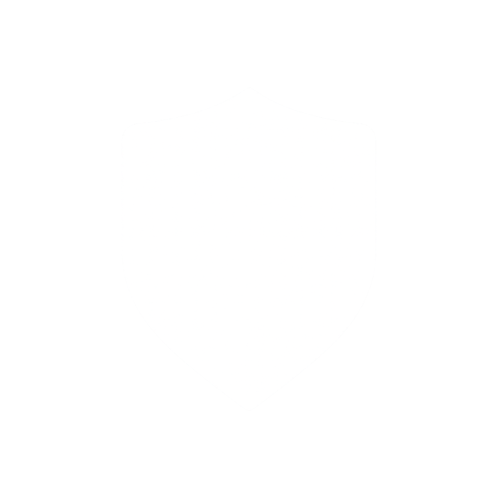 Een zwart-wit icoon van een schild, vaak gebruikt als symbool voor veiligheid of beveiliging.