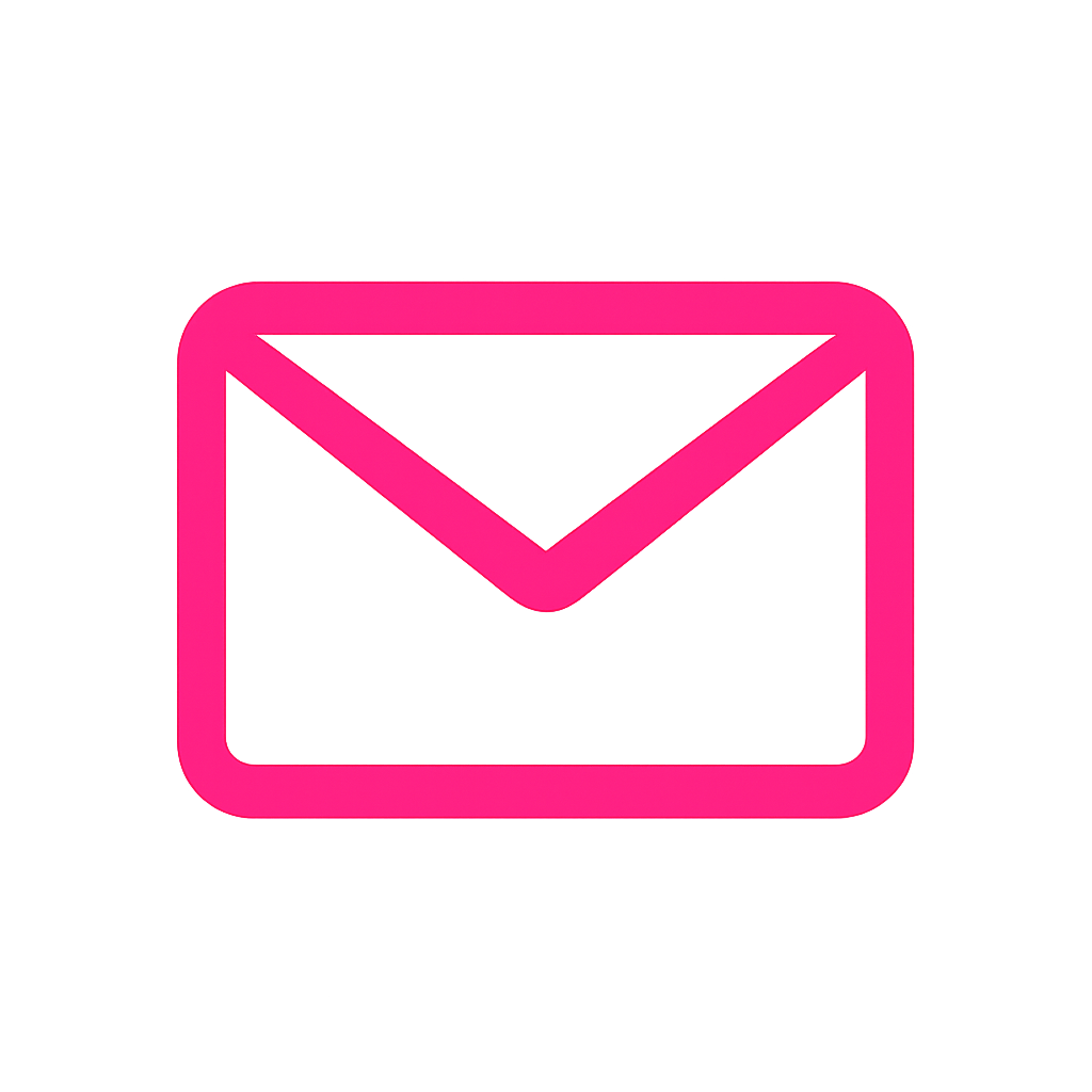 Een roze e-mail- of berichten-icoon op een zwarte achtergrond.