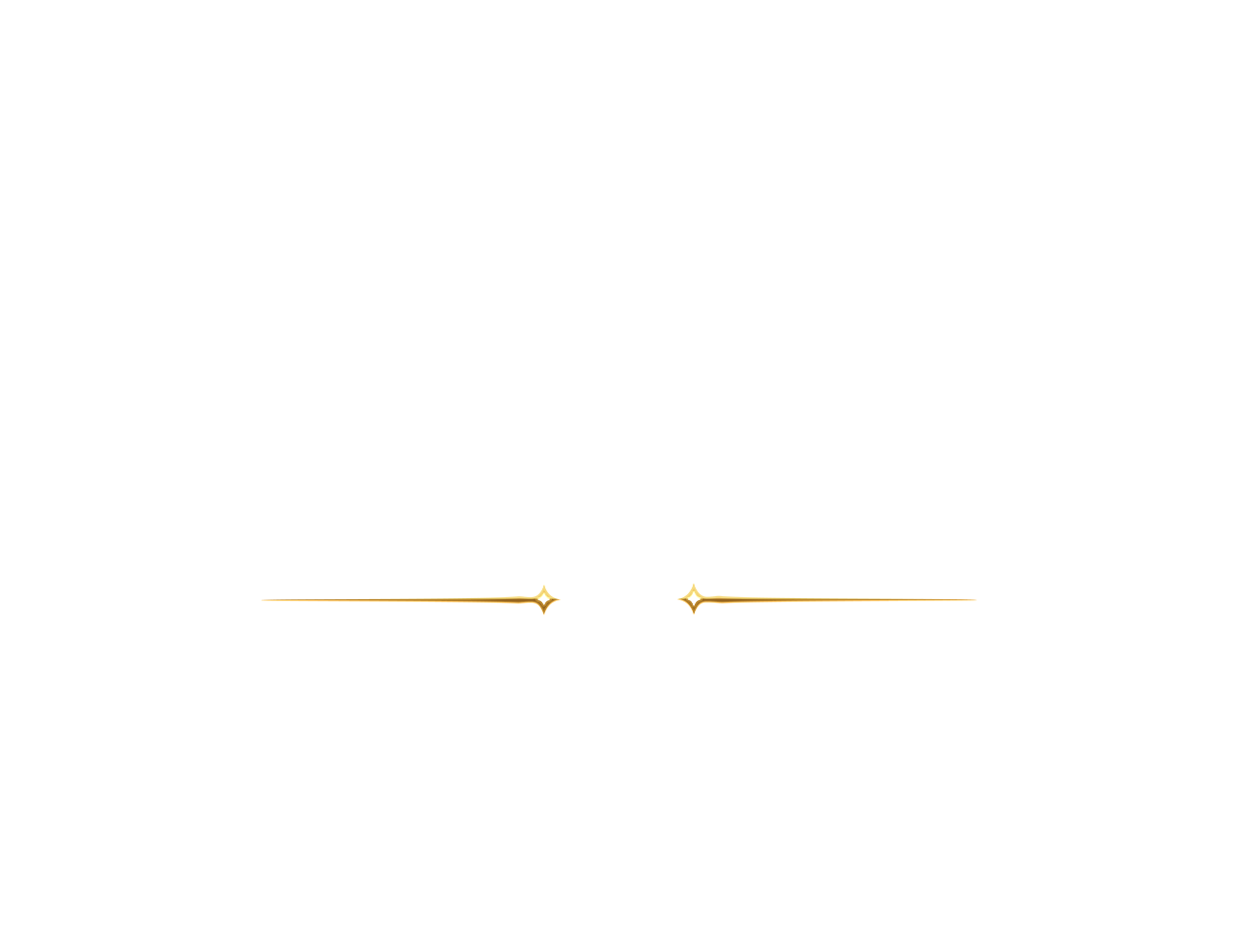 Black background with a gold horizontal line and three small gold star-like shapes along the line.