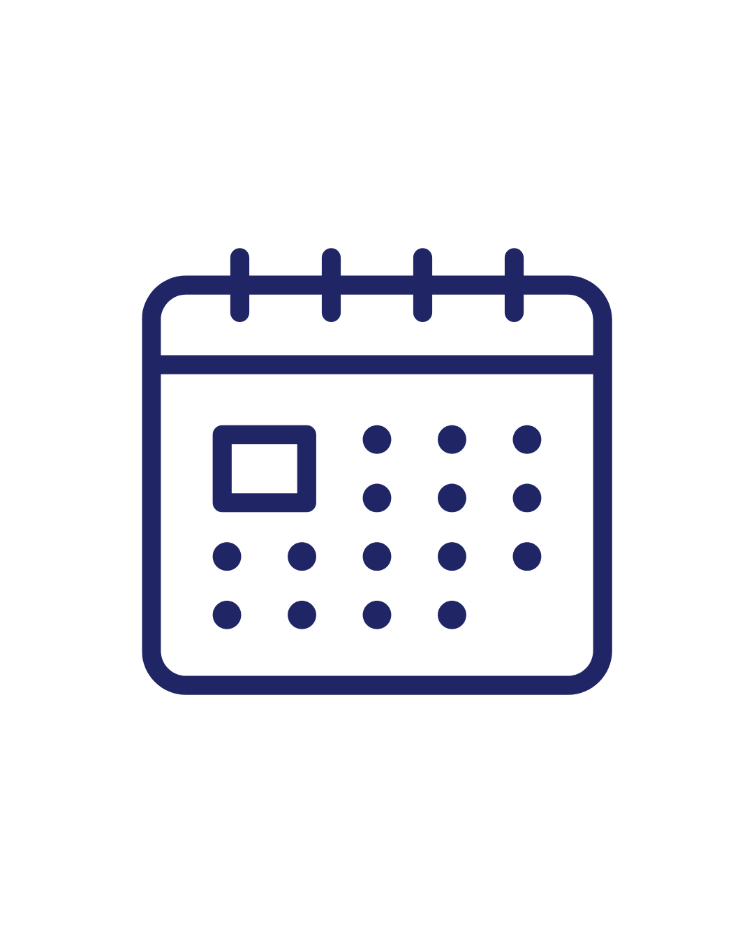 Outline icon of a calendar with a digital date display.