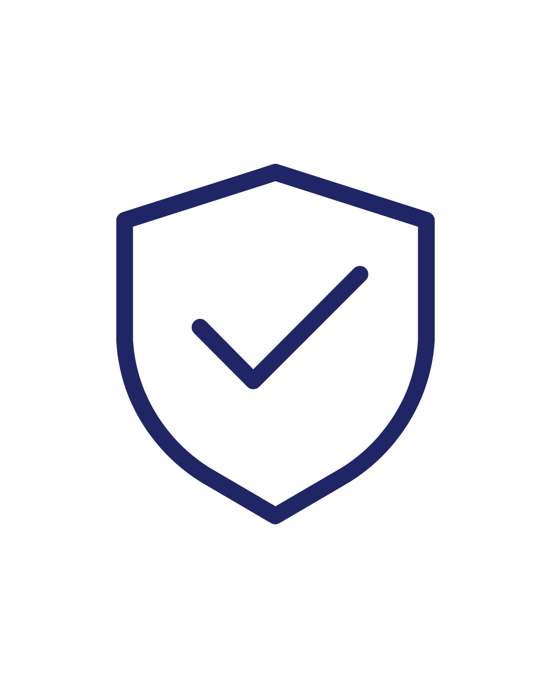 Icon of a shield with a check mark in the center, representing security or protection.