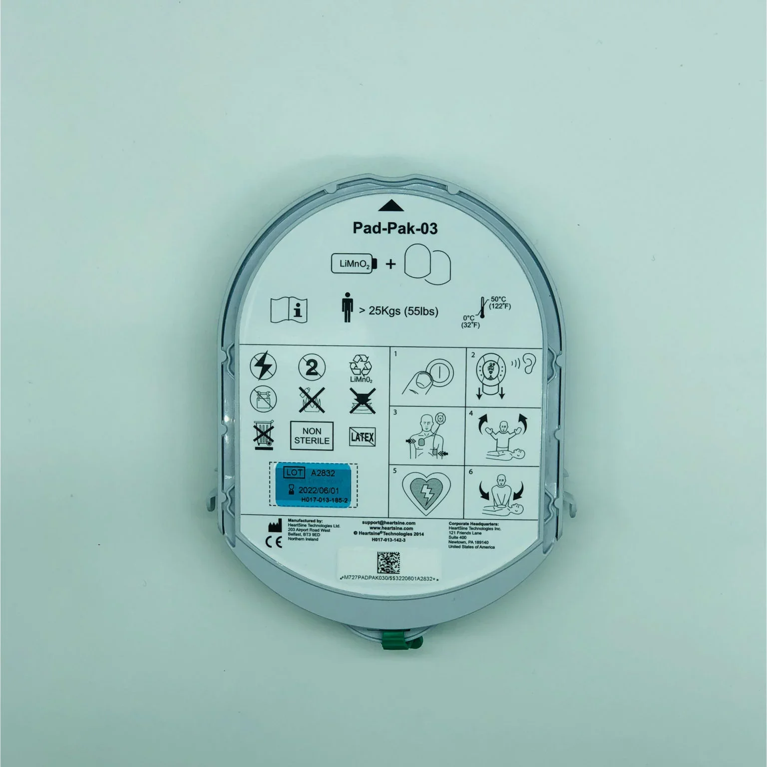 Dispositif médical étranger avec instructions et symboles pour utilisation, nettoyage, stockage et précautions.