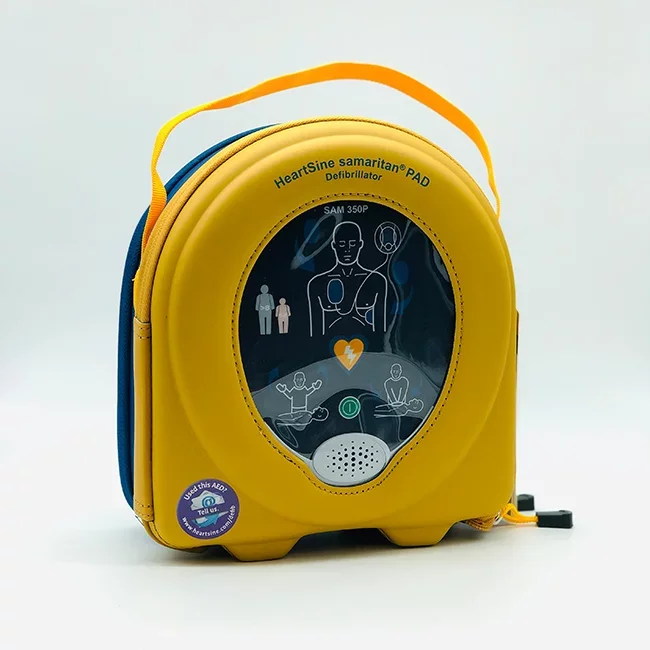 Défibrillateur HeartSine Samaritan PAD de couleur jaune avec écran digital