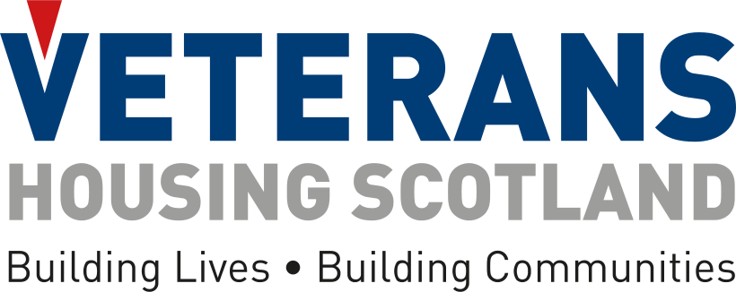 Logo for Veterans Housing Scotland with text 'Building Lives • Building Communities'.